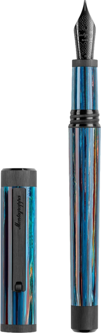 Montegrappa Zero Zodiac Libra Fountain Pen, Ultra Black IP Steel, Steel Nib