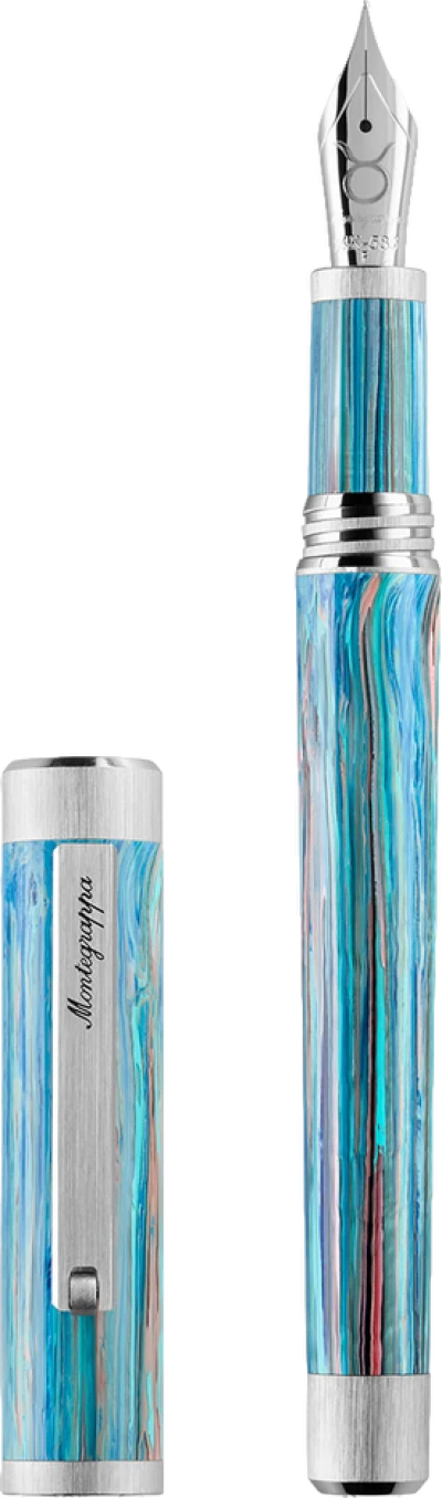Montegrappa Zero Zodiac Taurus Fountain Pen, Palladium IP Steel, 14k Gold Nib