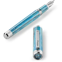 Montegrappa Zero Zodiac Taurus Fountain Pen, Palladium IP Steel, 14k Gold Nib