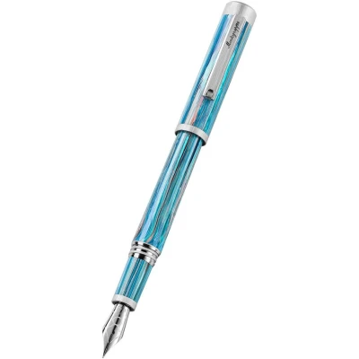 Montegrappa Zero Zodiac Taurus Fountain Pen, Palladium IP Steel, 14k Gold Nib