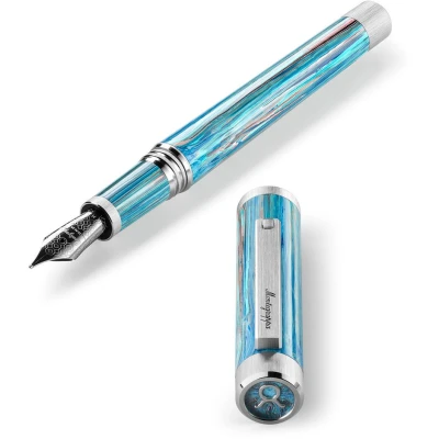 Montegrappa Zero Zodiac Taurus Fountain Pen, Palladium IP Steel, Steel Nib Montegrappa Zero Zodiac Taurus Fountain Pen, Palladium IP Steel, Steel Nib