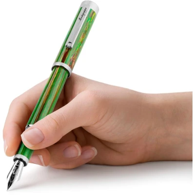 Montegrappa Zero Zodiac Virgo Fountain Pen, Palladium IP Steel, 14k Gold Nib Montegrappa Zero Zodiac Virgo Fountain Pen, Palladium IP Steel, 14k Gold Nib
