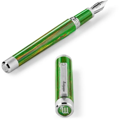 Montegrappa Zero Zodiac Virgo Fountain Pen, Palladium IP Steel, 14k Gold Nib Montegrappa Zero Zodiac Virgo Fountain Pen, Palladium IP Steel, 14k Gold Nib