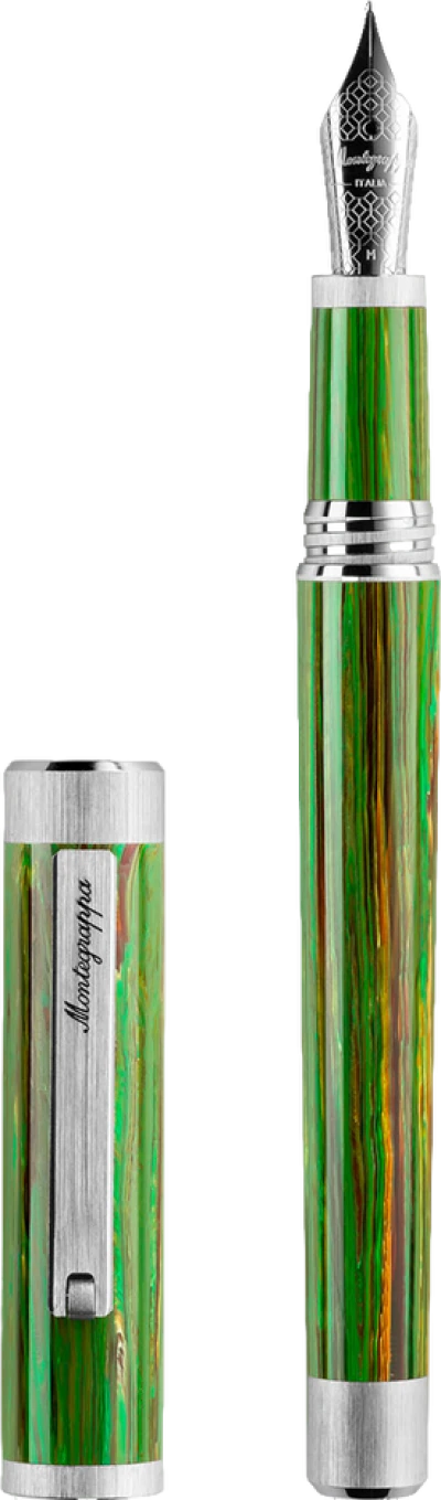 Montegrappa Zero Zodiac Virgo Fountain Pen, Palladium IP Steel, Steel Nib