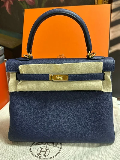 Hermes Kelly 25 Blue Navy / Togo / Ghw W Hermes Kelly 25 Blue Navy / Togo / Ghw W