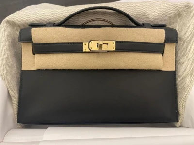 Hermes Kelly Pochette noir / swift / Pbhw Hermes Kelly Pochette noir / swift / Pbhw