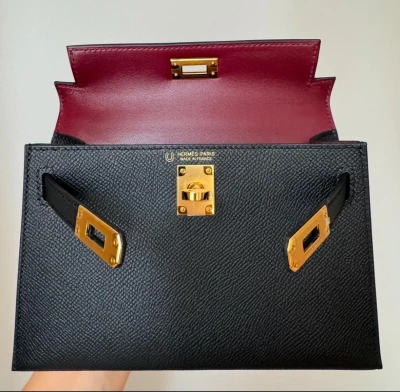 Hermes Kelly 20 hss verso noir Bordeaux / Epsom / ghw