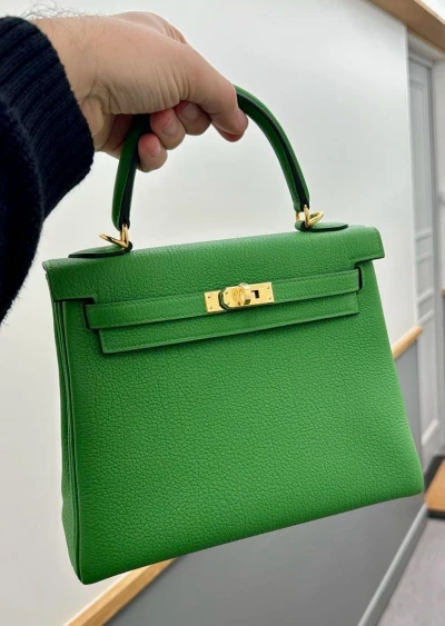Hermes Kelly 28 vert Yucca / Togo / GHW B